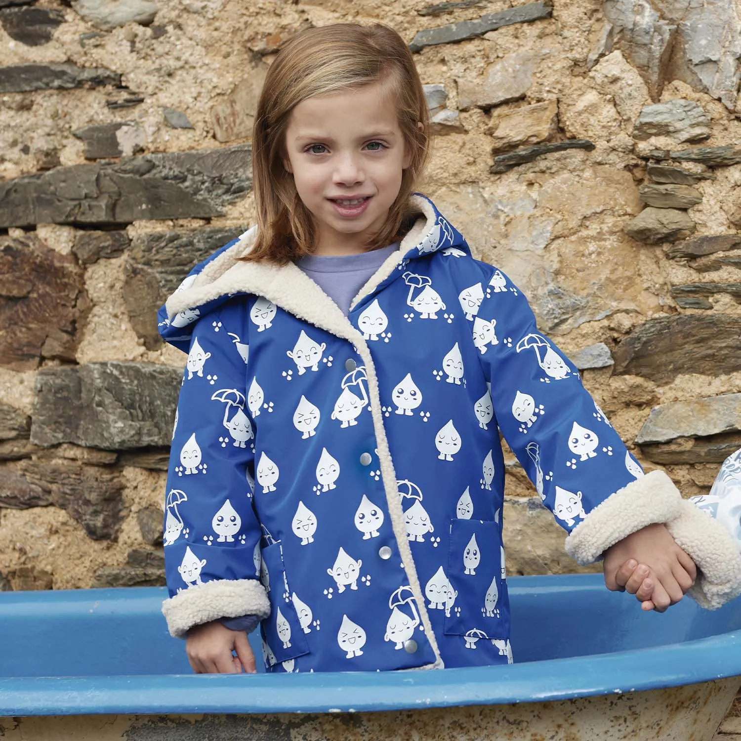 Waterdichte stof raincoat magic print 'Kawaii Rain' - Katia Fabrics